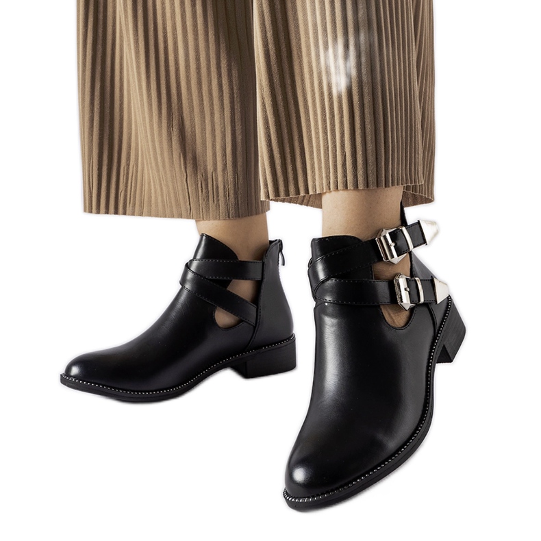 Ideal Shoes Black open ankle boots Y8157 Black