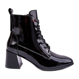 Vinceza Patent Black Basciano High Heel Ankle Boots