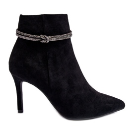 Vinceza Insulated suede ankle boots with a high heel, Black Anslei