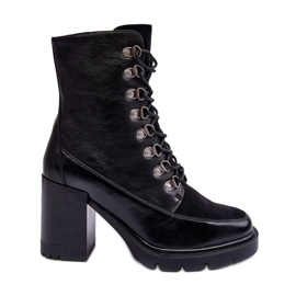 Vinceza Massive Lace-up Ankle Boots Black Lathia