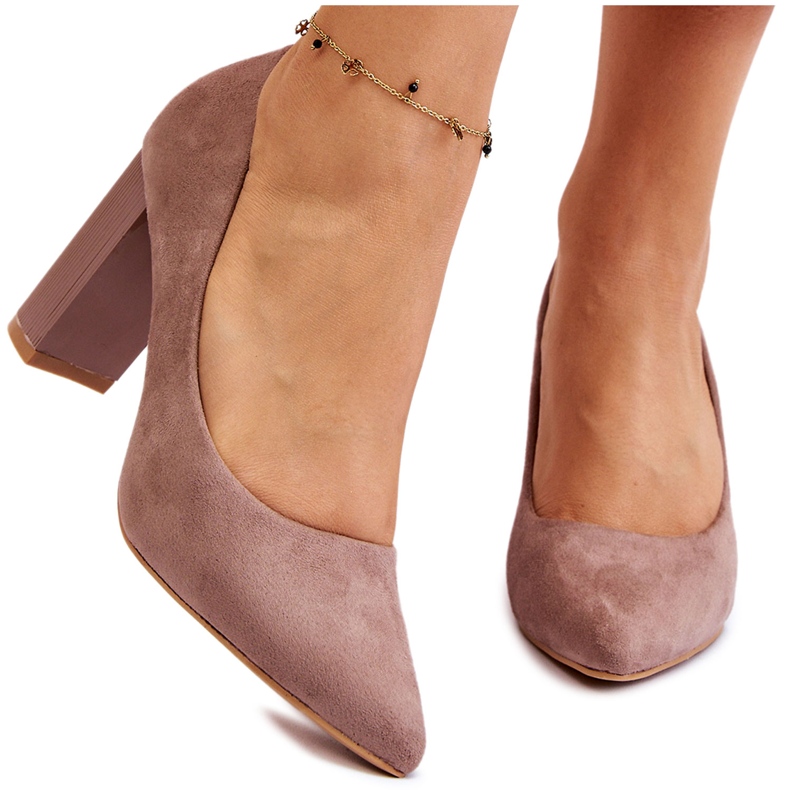 Seastar Suede Pumps With Fashionable Beige High Heels