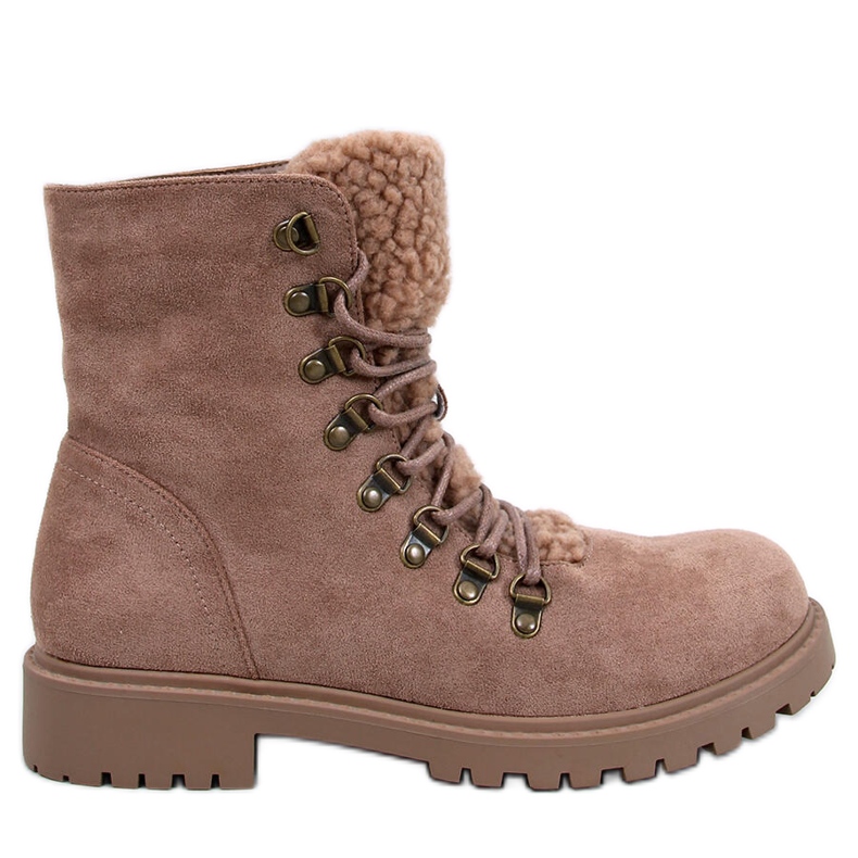 Leggs Beige lace-up boots