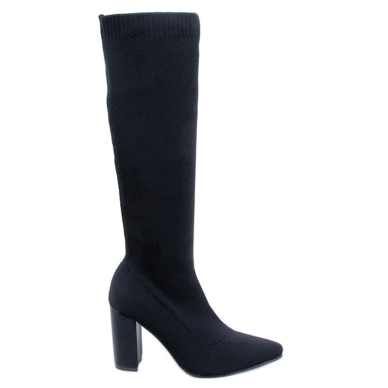 Elisha Black elastic high-heeled boots