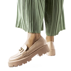 Inna Beige women's moccasins decorated with a Piazzo buckle