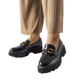 Inna Black women's loafers decorated with a Piazzo buckle