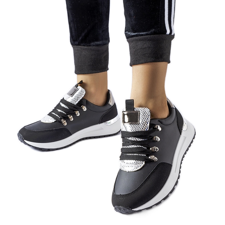 Black sneakers with silver Frum decoration