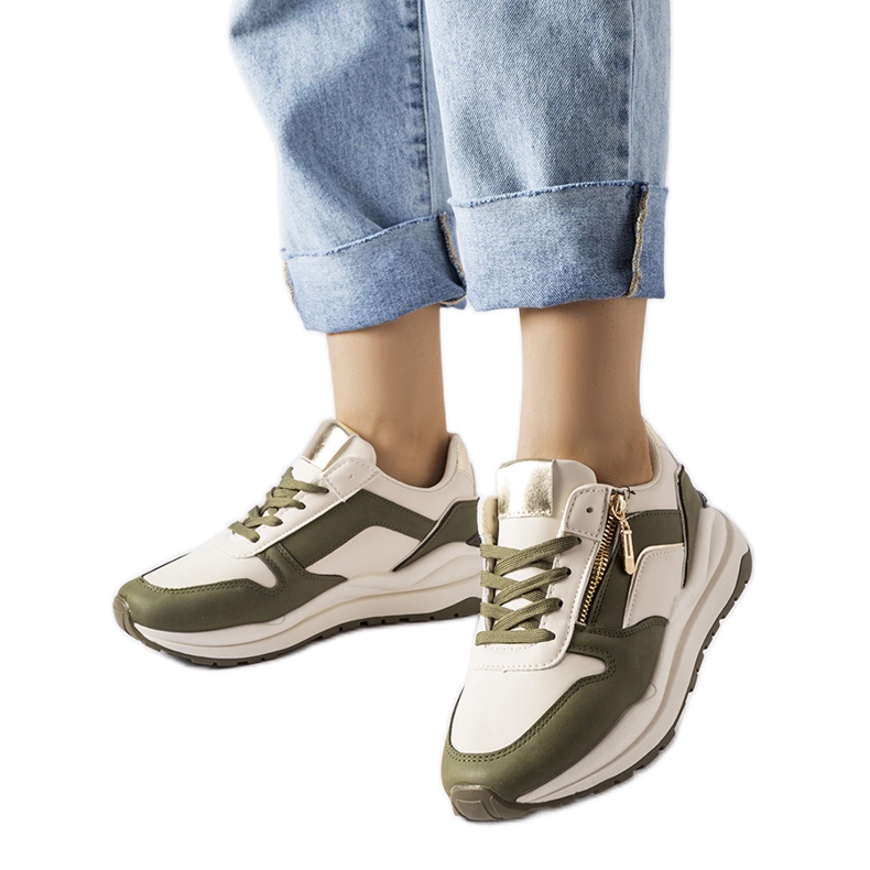 Inna White and green Cecchi sneakers