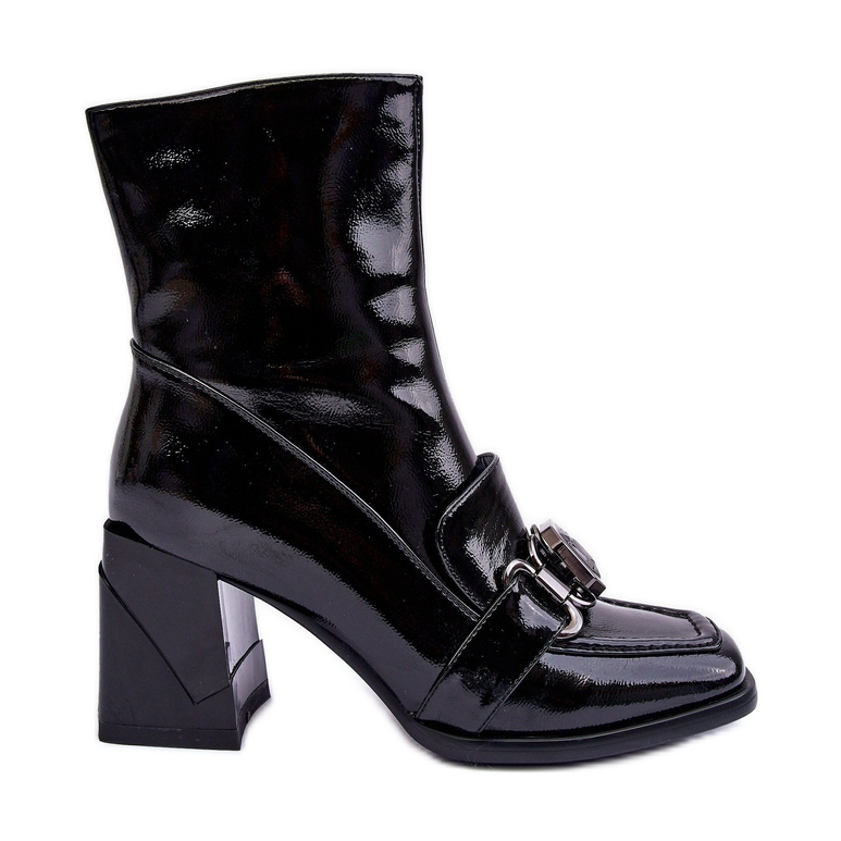 Leather Ankle Boots On Massive Heels With Decoration S.Barski MR870-99 Black