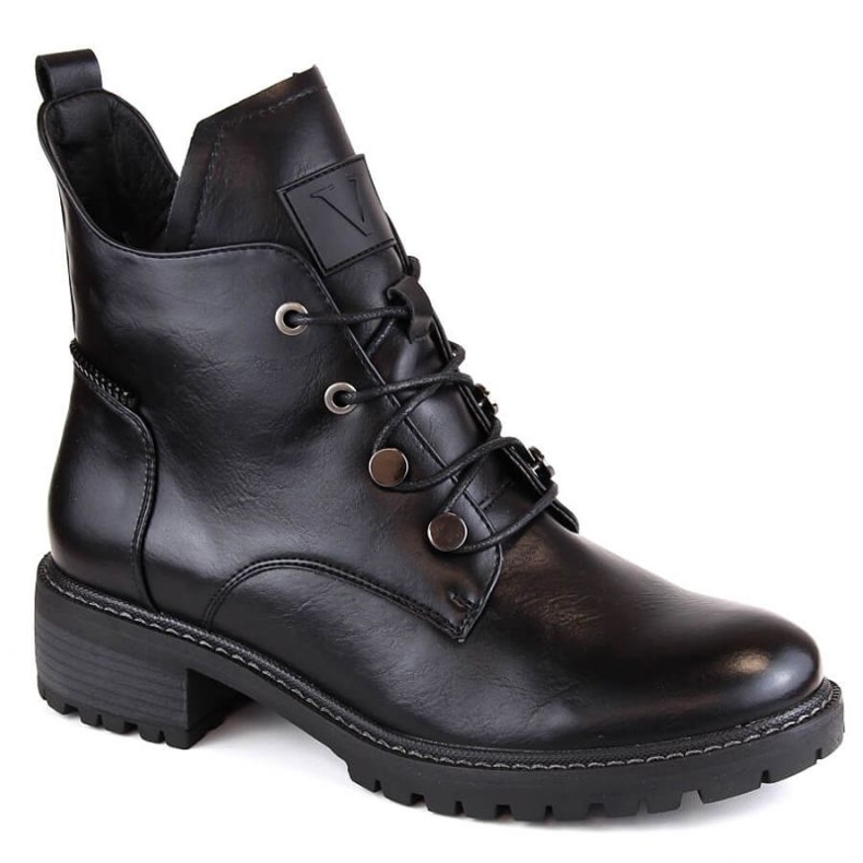 Insulated lace-up and zipper boots Vinceza W JAN239 black