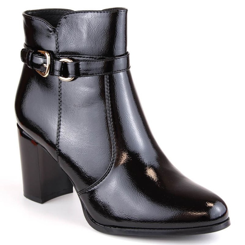 Lacquered, insulated ankle boots by Sergio Leone W SK421, black
