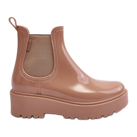 Patent Big Star Platform Wellington Boots MM274396 Beige