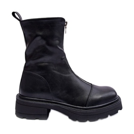 Women's Leather Ankle Boots With Zipper Black Aravalur Women's Leather Ankle Boots With Zipper Black Aravalur