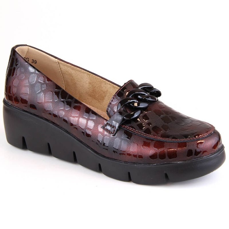 Leather wedge shoes Filippo W PAW364B burgundy red