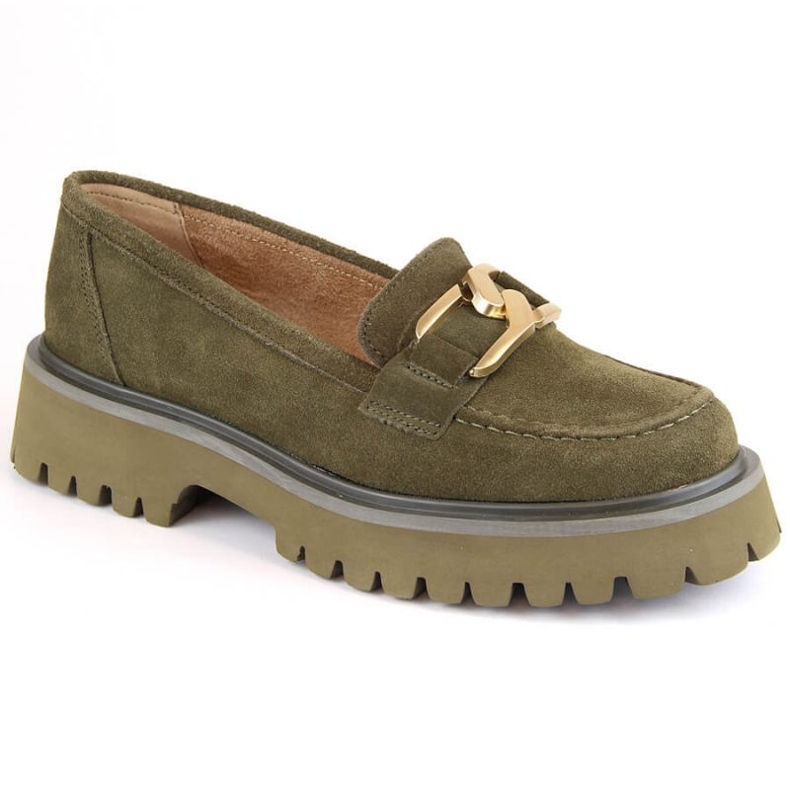 Filippo W PAW459B leather suede platform shoes, green