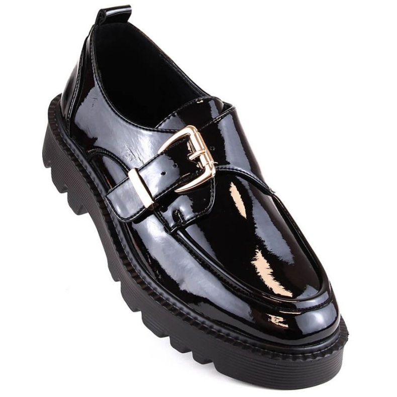 Lacquered shoes with a buckle Vinceza W JAN237B, black