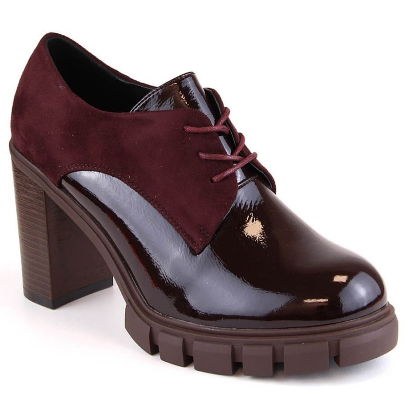 M.Daszyński W SAN19B burgundy high heel and platform shoes red