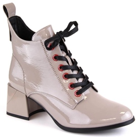 D&A S.Barski Premium Collection patent ankle boots W OLI230B taupe D&A S.Barski Premium Collection patent ankle boots W OLI230B taupe