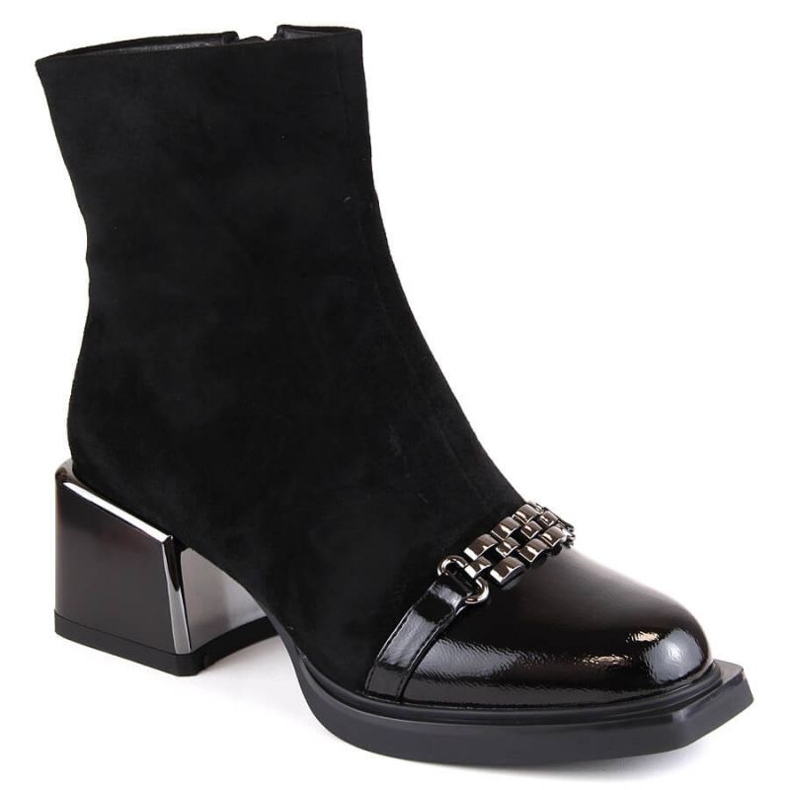 D&amp;A S.Barski Premium Collection W OLI231A black ankle boots with a decorative heel