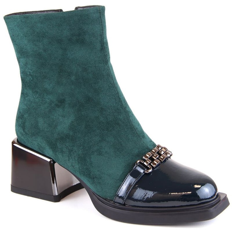 D&amp;A S.Barski Premium Collection ankle boots with a decorative heel W OLI231B green