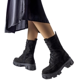 Black eco-suede workers with Ines tread Black eco-suede workers with Ines tread