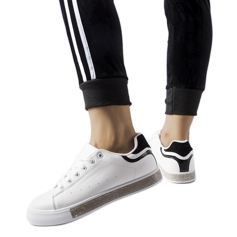 White and black sneakers with Dina rhinestones