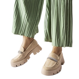 Beige moccasins with a massive Macario sole