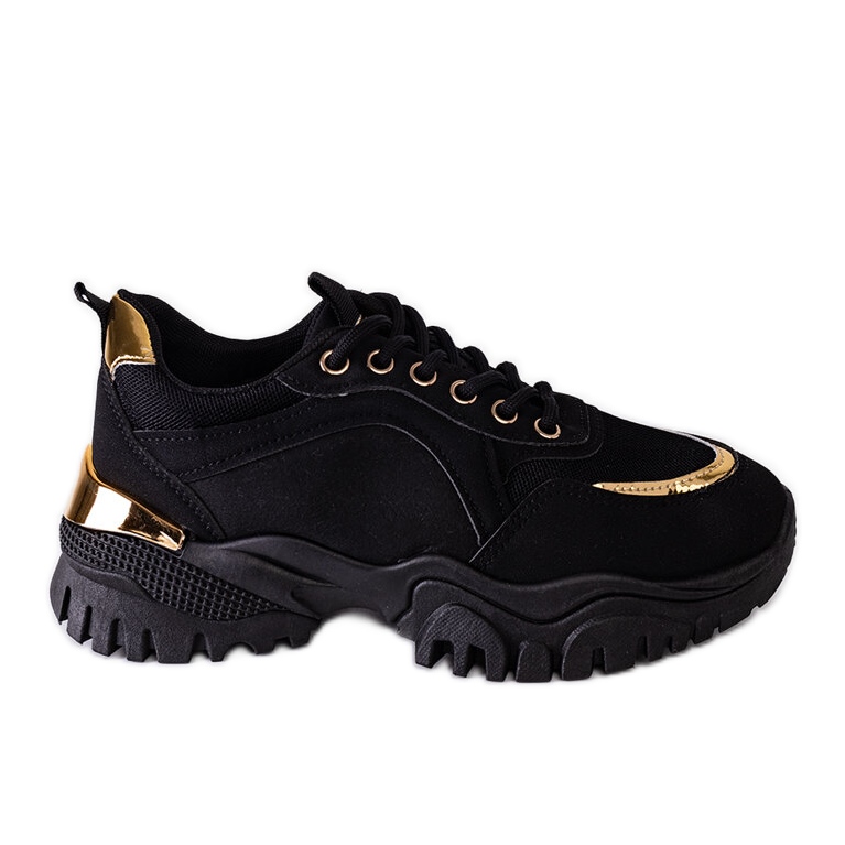 Inna Black sneakers with a gold Lodgeville accent Inna Black sneakers with a gold Lodgeville accent
