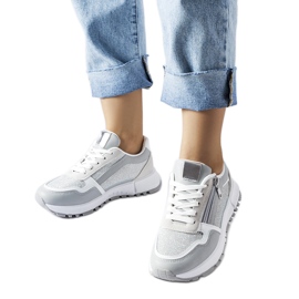 Gray and silver women's sneakers by Camuzzoni grey