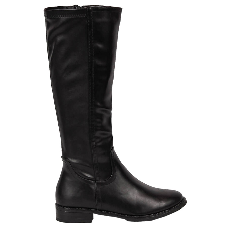 Black Jezzi SA62-69 insulated women's flat-heeled boots