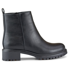 Classic black women's ankle boots made of eco-leather