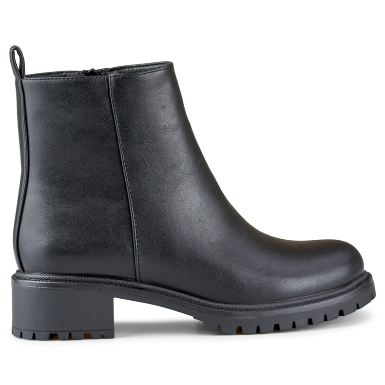 Classic black women's ankle boots made of eco-leather