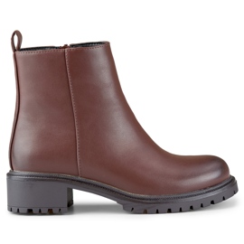 Classic brown women's ankle boots made of eco-leather