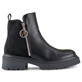 Women's ankle boots with a decorative zipper black