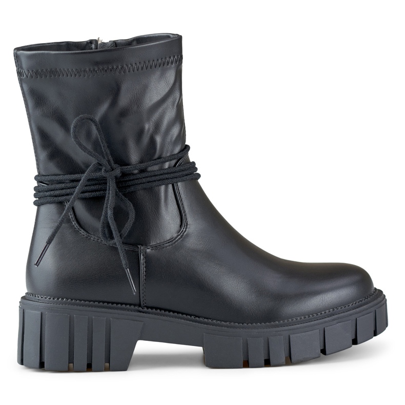 Black women's ankle boots with a flexible eco-leather upper
