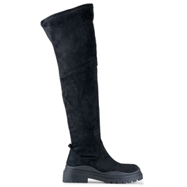 Women's black suede over-the-knee boots