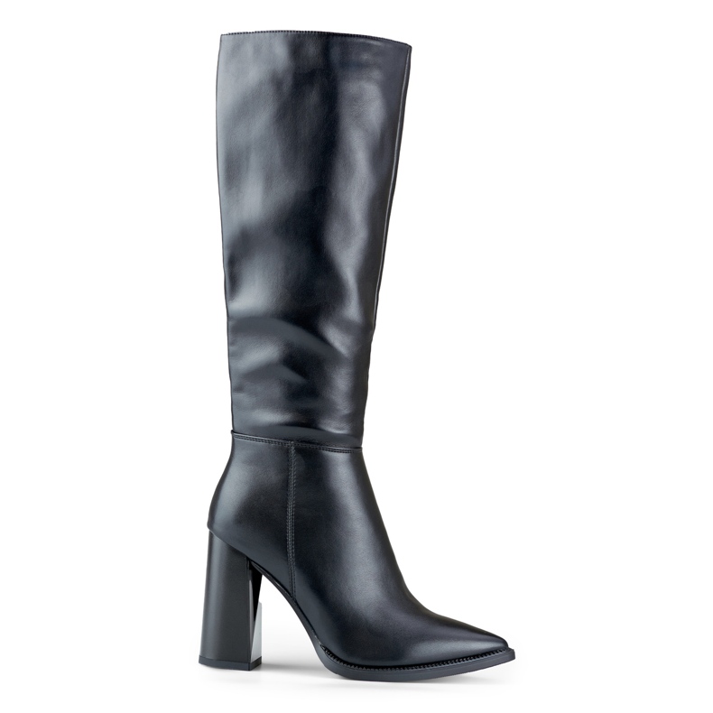Black women's knee-high boots made of eco-leather Black women's knee-high boots made of eco-leather