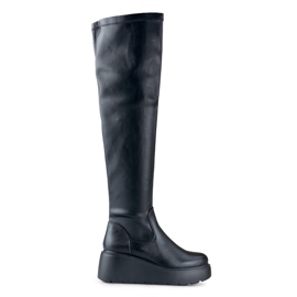 Black women's boots made of eco-leather Black women's boots made of eco-leather