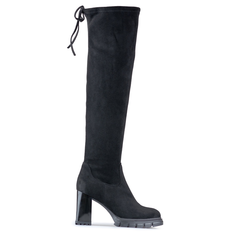 Women's black suede over-the-knee boots with a high heel Women's black suede over-the-knee boots with a high heel