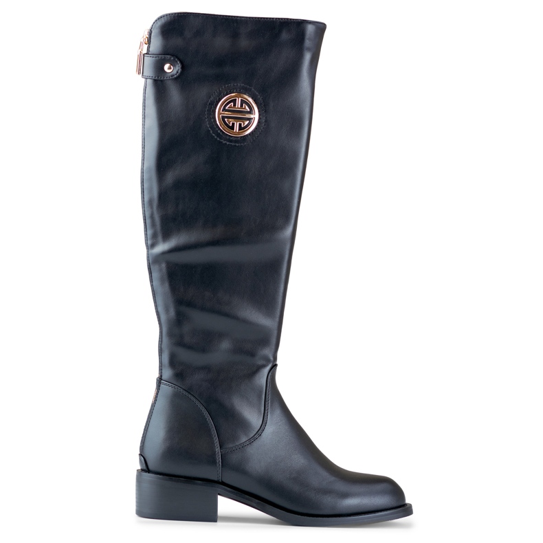 Women's ankle boots with a gold zipper black