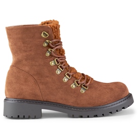 Warm brown women's lace-up ankle boots