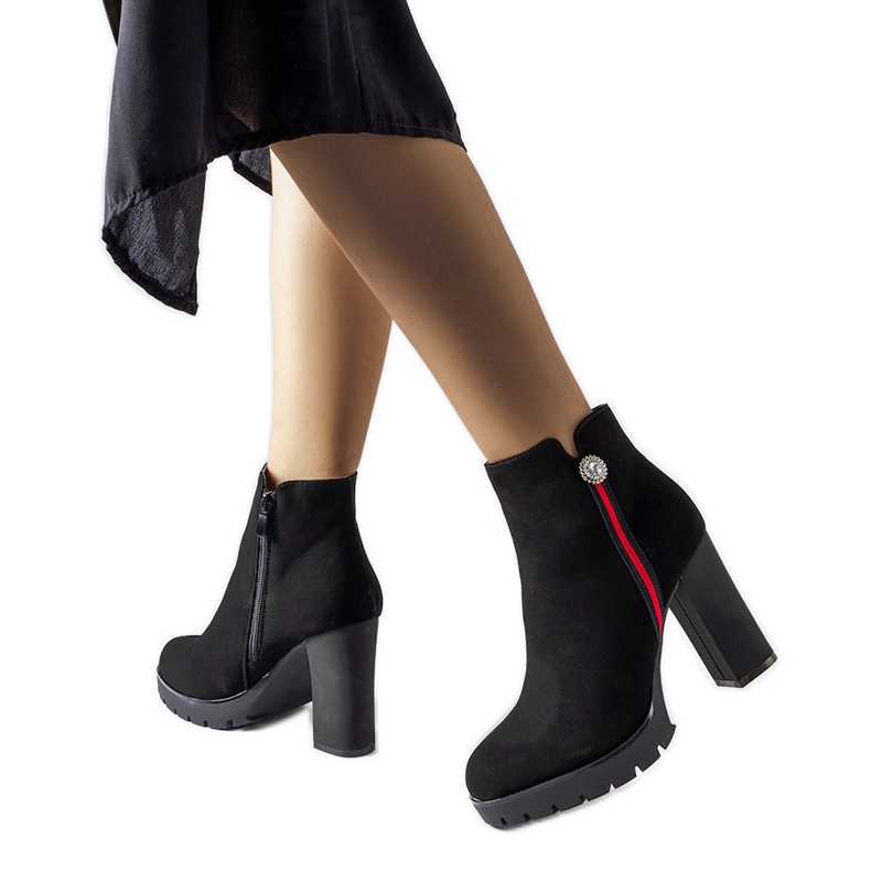 Black satin ankle boots from Rogeno