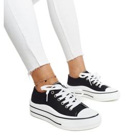 Dima black sneakers with a thick sole