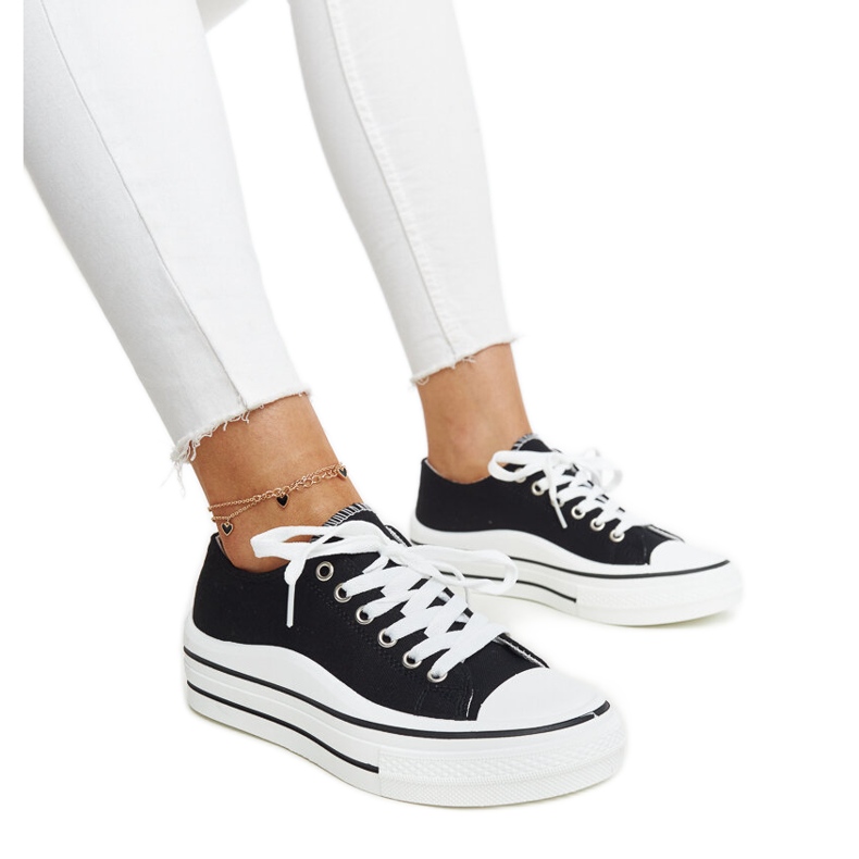 Dima black sneakers with a thick sole