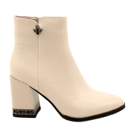 Beige ankle boots with a heel decoration Filippo DBT4842/23 BE beige Beige ankle boots with a heel decoration Filippo DBT4842/23 BE beige