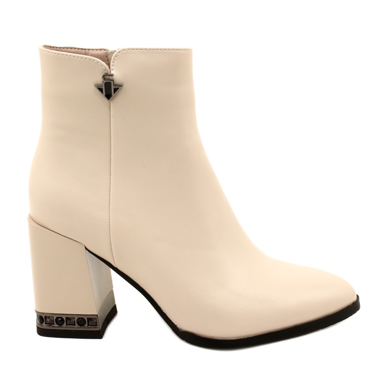 Beige ankle boots with a heel decoration Filippo DBT4842/23 BE beige