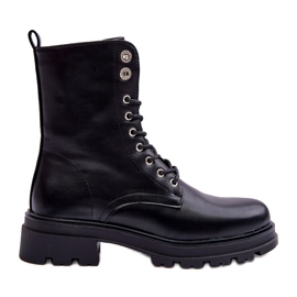 Women's eco-leather boots with a black decoration Women's eco-leather boots with a black decoration