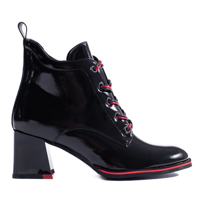 Patent black shelovet ankle boots
