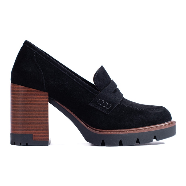 Shelovet women's black suede high-heeled shoes