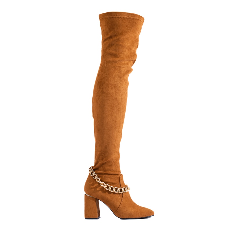 Camel Shelovet suede over-the-knee boots brown