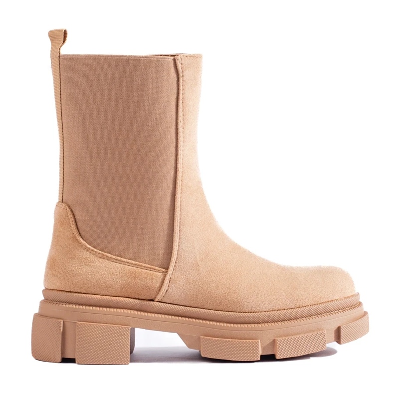Beige suede Shelovet high Chelsea boots